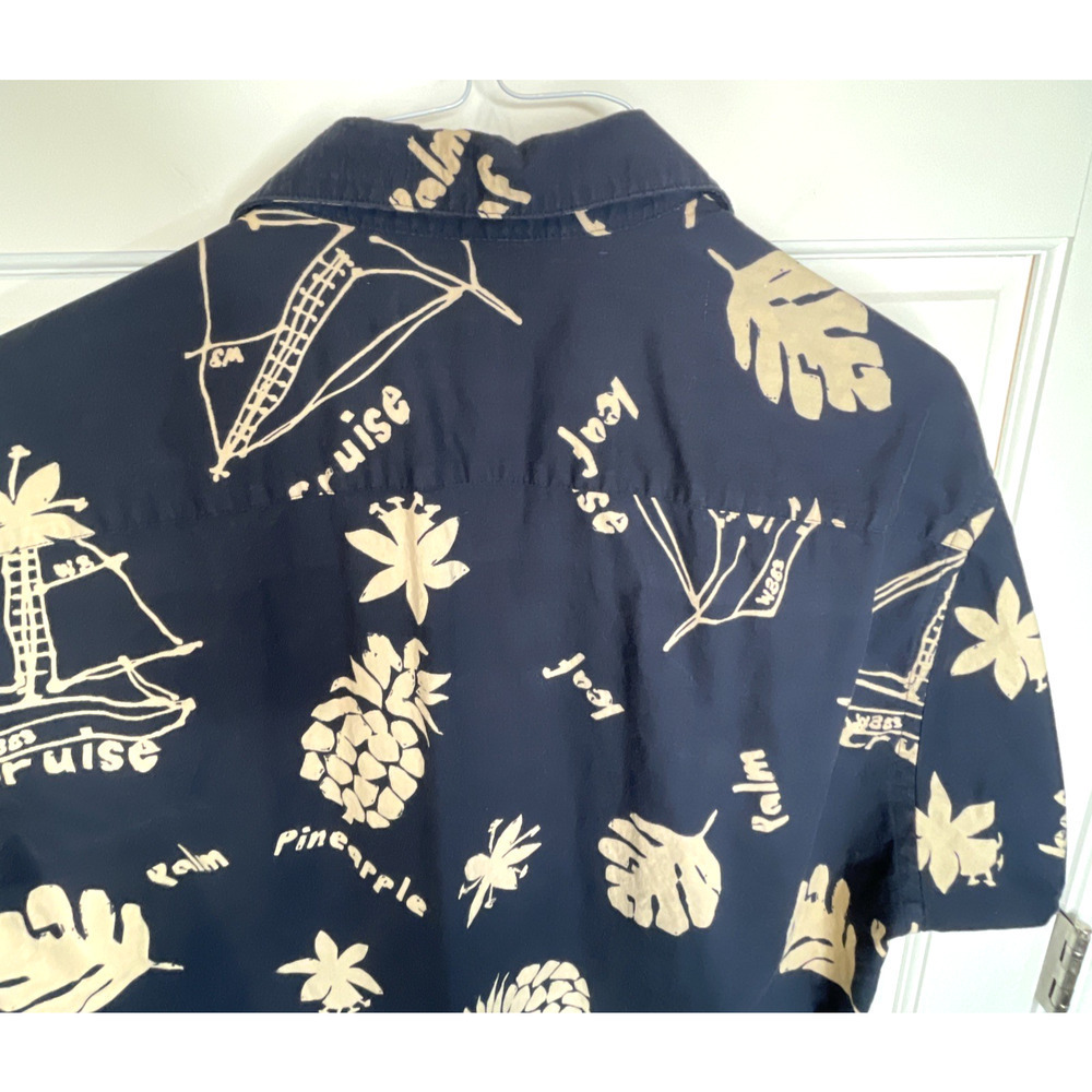 Pierre Cardin Men's Cotton Button-Down Shirt Sz L Relaxed Tropical Casual Travel - Picture 6 of 11